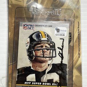 1990 Pro-set Terry Bradshaw Autographed Pittsburgh Steelers GAI Certified + Coa